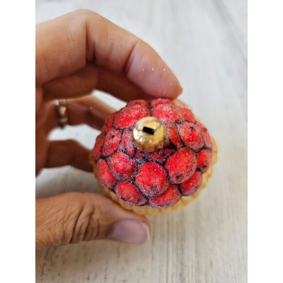 Vintage Columbia Apple basket glass ornament glitter cherries - Picture 3 of 8